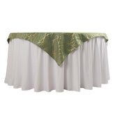 Polyester 54"x54" Table Overlay Square Tablecloth Dusty Sage Green with Gold Foil Tree Branch Pattern - Wrinkle-Resistant & Durable Table Cover