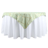 Polyester 54"x54" Table Overlay Square Tablecloth Sage Green with Gold Foil Geometric Pattern - Wrinkle-Resistant & Durable for Stylish Settings