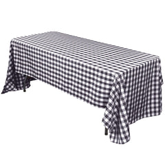 Polyester 60"x102" Rectangle Tablecloth White/Black - Checkered Buffalo Plaid Design for Everyday Use
