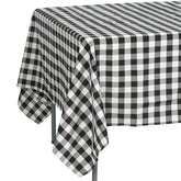 Polyester 70"x70" Square Tablecloth White/Black - Checkered Buffalo Plaid Design for Rustic Decor