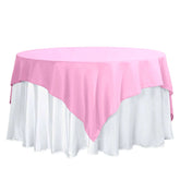 Polyester 70"x70" Table Overlay Square Tablecloth Pink - Wrinkle-Resistant & Durable Table Cover