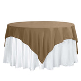 Polyester 70"x70" Table Overlay Square Tablecloth Taupe - Wrinkle-Resistant & Durable Table Cover