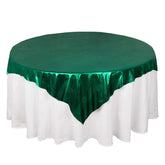 Polyester 72"x72" Table Overlay Square Tablecloth Hunter Emerald Green - Sequin Dots Wrinkle-Free Table Cover