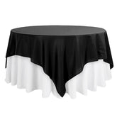 Polyester 90"x90" Table Overlay Square Tablecloth Black - Wrinkle-Resistant & Durable Table Cover for Events