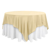 Polyester 90"x90" Table Overlay Square Tablecloth Champagne - Wrinkle-Resistant & Durable Table Cover