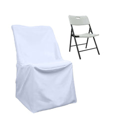 Polyester Chair Cover for Folding Lifetime Chairs White - Reusable Durable Slip-On Cover for Weddings & Gatherings