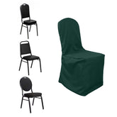 Polyester Slip On Banquet Chair Covers Hunter Emerald Green - Stain-Resistant Reusable Durable Fabric