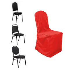 Polyester Slip On Banquet Chair Covers Red - Stain-Resistant Reusable Durable Fabric