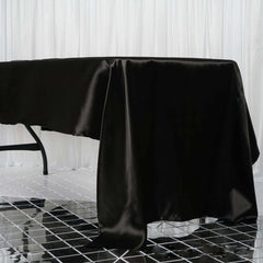 Satin Rectangular 60"x126" Tablecloth Black - Smooth and Lustrous Table Cover