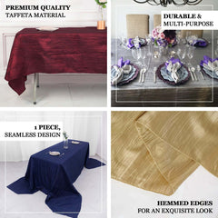 Taffeta 90"x132" Rectangle Tablecloth Burgundy - Seamless Accordion Crinkle Table Cover