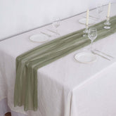 Chiffon 6ft Table Runner Dusty Sage Green - Flowy & Lightweight Table Decor
