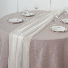 Chiffon 6ft Table Runner Ivory - Flowy & Lightweight Table Decor