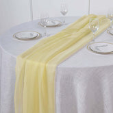 Chiffon 6ft Table Runner Yellow - Flowy & Lightweight Table Decor