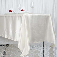 Satin Rectangular 72"x120" Tablecloth Ivory - Smooth & Easy to Maintain Table Cover