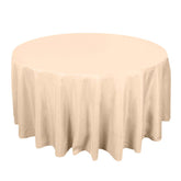 Premium Polyester 120" Round Tablecloth Beige - Seamless 220GSM Wrinkle-Resistant Table Cover