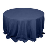 Premium Polyester 132" Round Tablecloth Navy Blue - Seamless 220GSM Wrinkle-Resistant Table Cover
