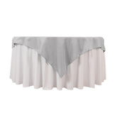 Premium Polyester 54"x54" Table Overlay Square Tablecloth Silver - Stain and Wrinkle-Resistant 220GSM Table Topper