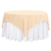 Premium Polyester 70"x70" Table Overlay Square Tablecloth Beige 220GSM Wrinkle-Resistant Table Cover