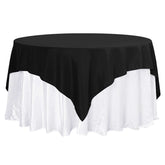 Premium Polyester 70"x70" Table Overlay Square Tablecloth Black 220GSM Wrinkle-Resistant Table Cover