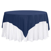 Premium Polyester 70"x70" Table Overlay Square Tablecloth Navy Blue 220GSM Wrinkle-Resistant Table Cover