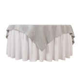Premium Polyester 70"x70" Table Overlay Square Tablecloth Silver 220GSM Wrinkle-Resistant Table Cover