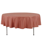 Premium Polyester 90" Round Tablecloth Terracotta (Rust) - Stain and Wrinkle-Resistant Design with 220GSM Thickness Table Cover