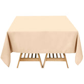 Premium Polyester Square Tablecloth 70"x70" Beige 220GSM Wrinkle-Resistant Table Cover