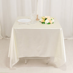 Scuba Square 70"x70" Tablecloth Shimmer Pearl White - Wrinkle Free & Stain Resistant Table Cover for Weddings and Parties