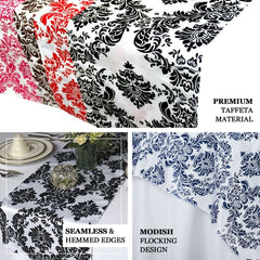 Taffeta Flocking 12"x108" Table Runner Black Damask - Stylish Table Accent