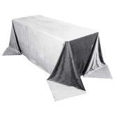 Premium Velvet 90"x132" Rectangle Tablecloth Silver - Reusable Soft & Seamless Table Cover