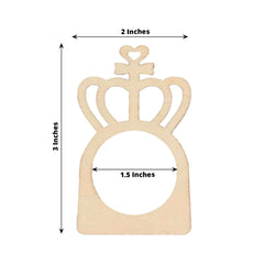 10 Pack Natural Wooden Princess Crown Farmhouse Napkin Holders, 3" Boho Rustic Napkin Rings