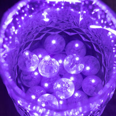 50-Pack LED Mini Balloon Lights Round Purple - Waterproof Battery Operated Balls 0.5"