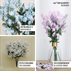 12 Stems Navy Blue Artificial Silk Babys Breath Flower Bushes Spray