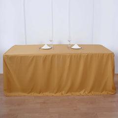 Fitted Polyester 96"x30" Rectangle Tablecloth Gold - Durable and Easy to Maintain Table Cover for Events for Trade Shows, Catering & Events
