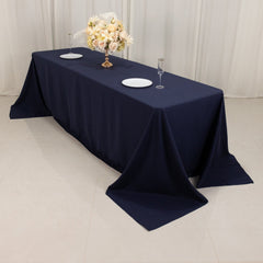 Cotton Blend 90"x156" Rectangle Tablecloth Navy Blue - Seamless Wrinkle-Resistant Table Cover