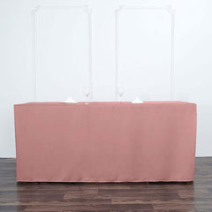 Fitted Polyester 72"x30" Rectangle Tablecloth Dusty Rose - Durable Table Cover
