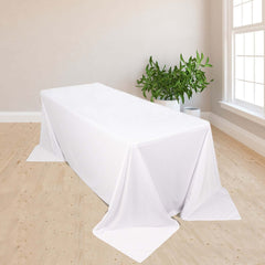 Scuba Rectangular 90"x132" Tablecloth White - Wrinkle Free, Stain Resistant & Seamless Table Cover for Weddings and Parties