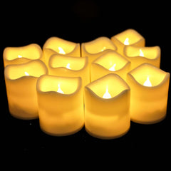 12-Pack LED Votive Candles Classic White Design - Reusable Flameless Battery Operated Lights
