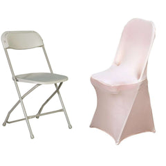 Stretch Spandex Chair Cover Blush for Folding Chairs - Reusable & Wrinkle-Resistant 160GSM Fitted Slipcover