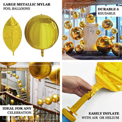4-Pack 32" Metallic Gold Sphere Balloons, Orbz Mylar Balloons Helium or Air-Filled Party Supplies