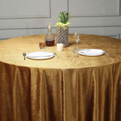Premium Velvet 120" Round Tablecloth Gold - Reusable Soft & Seamless Table Cover for Upscale Events