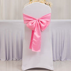 5 Pack Lamour Satin 6"x106" Chair Sashes Pink - Stylish Reusable Decorative Bows