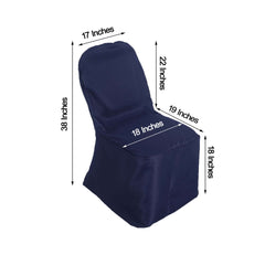 Polyester Slip On Banquet Chair Covers Navy Blue - Stain-Resistant Reusable Durable Fabric