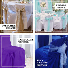 10 Pack Polyester Chair Cover for Banquet Chairs Royal Blue - Stain-Resistant Reusable Slip-On Slipcover