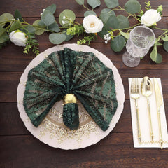 Sequin Napkins 20"x20" Hunter Emerald Green - Diamond Pattern Reusable Napkin