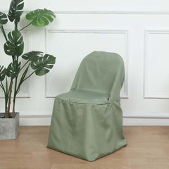 Polyester Slip On Folding Chair Covers Dusty Sage Green - Stain-Resistant Reusable Durable Fabric