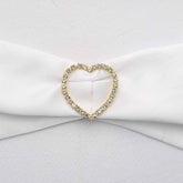 Rhinestone Chair Sash Band Buckle Gold 2" Heart Metal - Glittering Diamond Accent for Weddings & Special Events