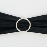 Rhinestone Chair Sash Band Buckle Silver 2" Circle Metal - Glittering Diamond Bow Pin for Chair Sashes & Wedding Decor