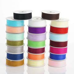 25 Yard 7/8" DIY Ivory Organza Ribbon With Mono Edge - Clearance SALE
