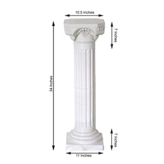 4 Pack 34" White Height Adjustable Empirical Roman Inspired Pedestal Column Plant Stand - PVC